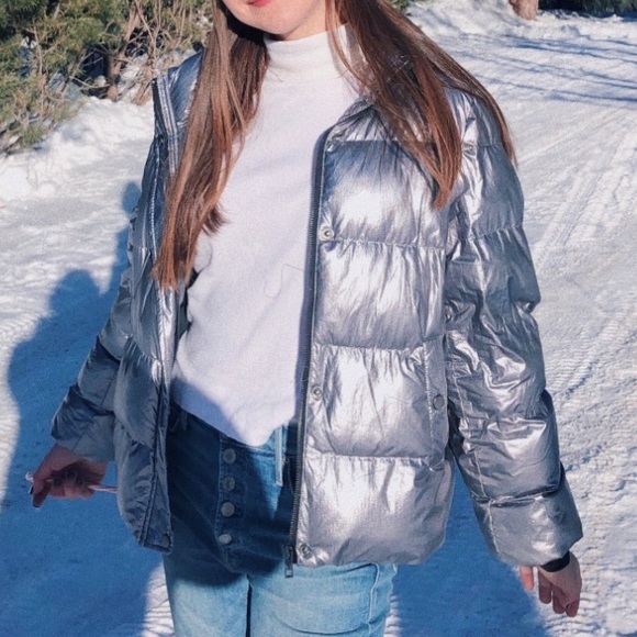 Who What Wear Jackets \u0026 Coats | Who What Wear Silver Puffy Ski Jacket | Color: Silver | Size: M | Ilikeclothes4's Closet
